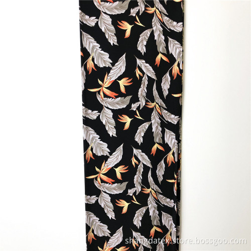Export Rayon Printed Fabrics Design Feather And Leaves